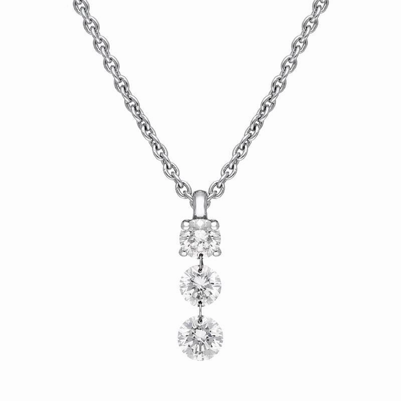 18ct White Gold 0.47ct Diamond Graduated Drop Necklace