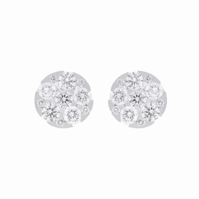 18ct White Gold 0.48ct Diamond Round Cluster Stud Earrings