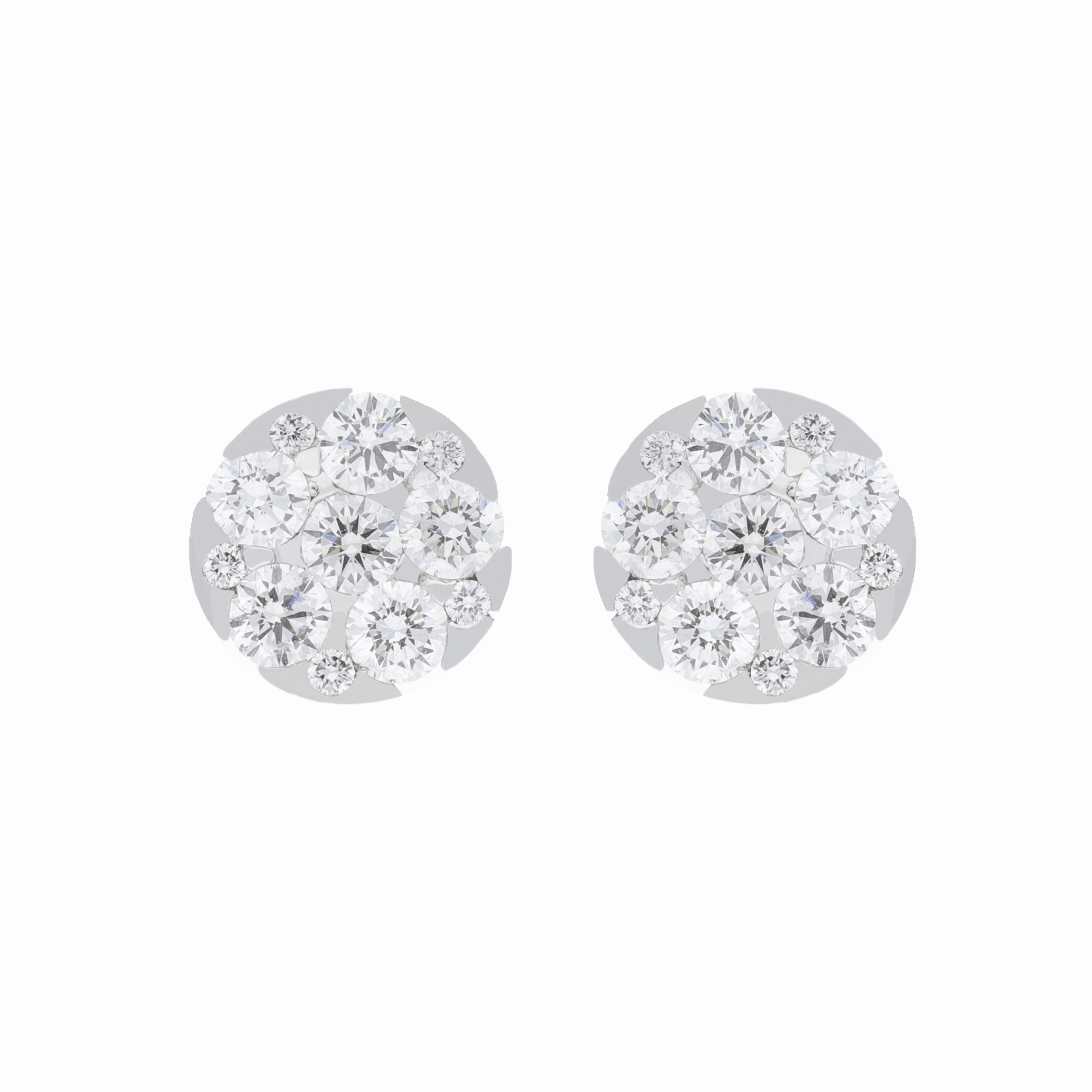 18ct White Gold 0.48ct Diamond Round Cluster Stud Earrings