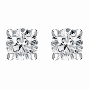 18ct White Gold 0.50ct Diamond Claw Set Solitaire Stud Earrings