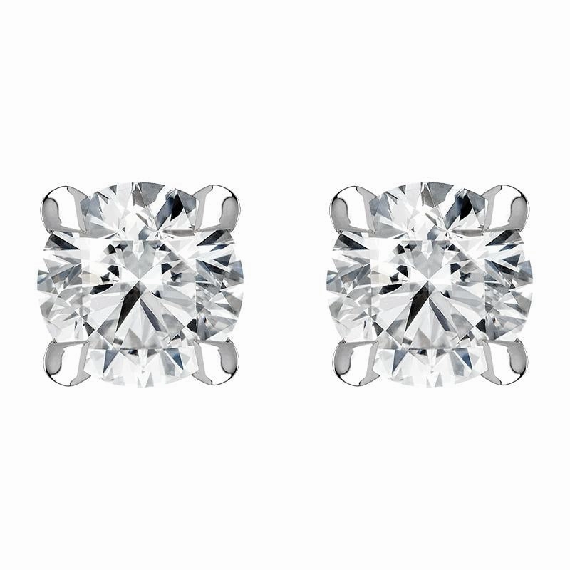 18ct White Gold 0.50ct Diamond Claw Set Solitaire Stud Earrings