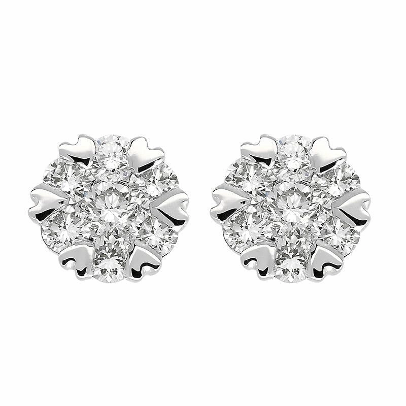 18ct White Gold 0.50ct Diamond Heart Edge Stud Earrings