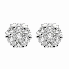 18ct White Gold 0.50ct Diamond Heart Edge Stud Earrings