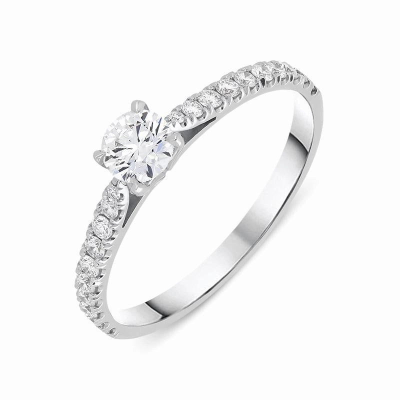18ct White Gold 0.52ct Diamond Shoulder Certified Solitaire Ring