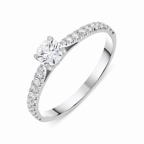 18ct White Gold 0.52ct Diamond Shoulder Certified Solitaire Ring