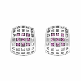 18ct White Gold 0.53ct Pink Sapphire Hoop Earrings D