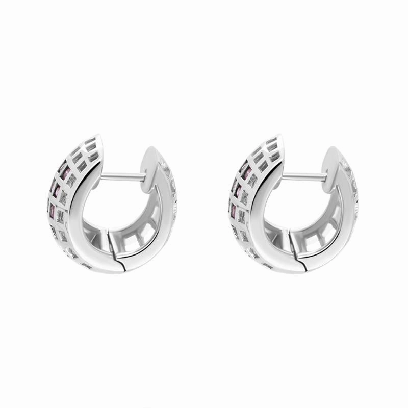 18ct White Gold 0.53ct Pink Sapphire Hoop Earrings D
