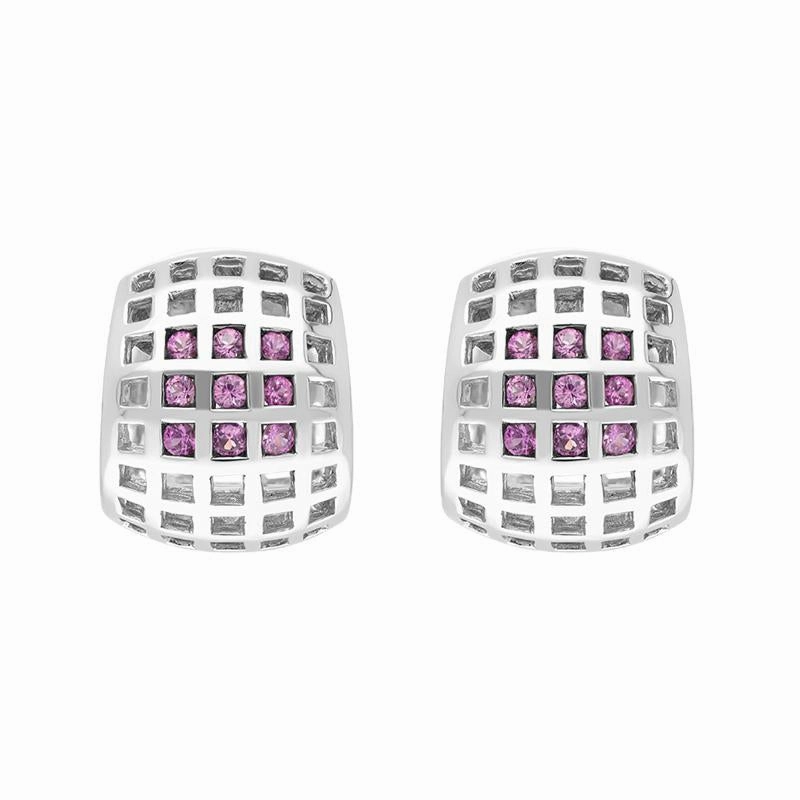 18ct White Gold 0.53ct Pink Sapphire Hoop Earrings D