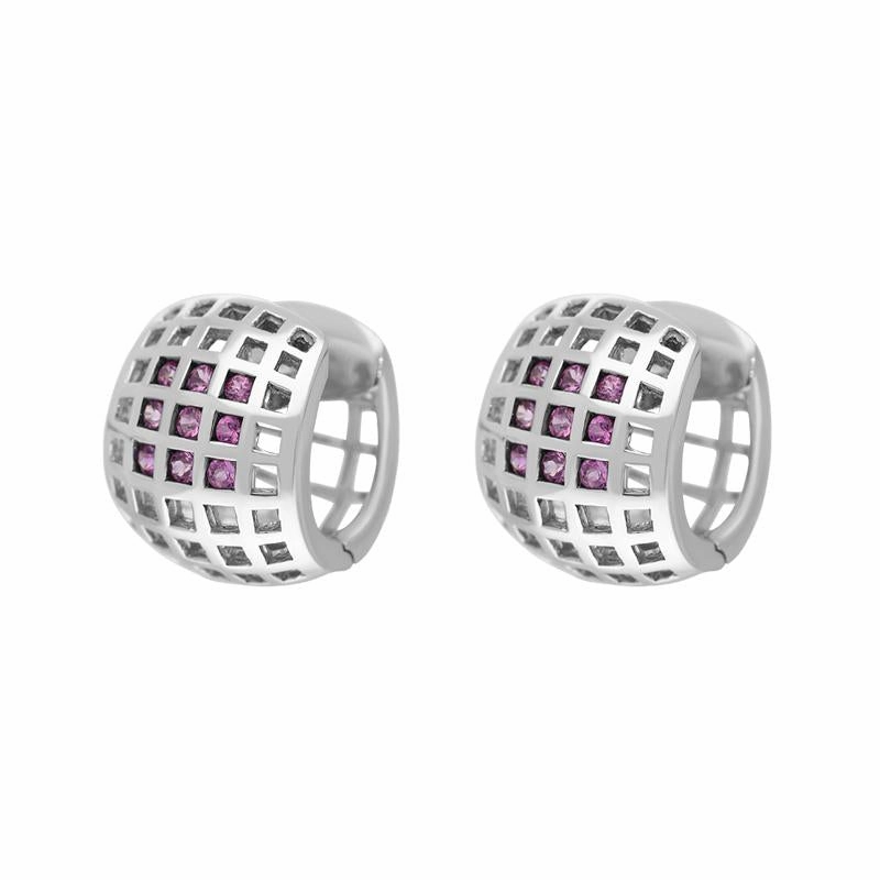 18ct White Gold 0.53ct Pink Sapphire Hoop Earrings D