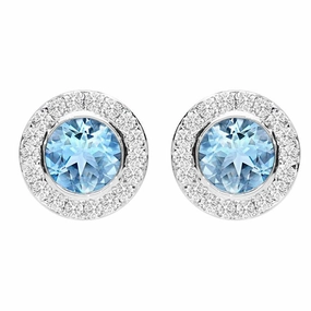 18ct White Gold 0.54ct Aquamarine Diamond Stud Earrings