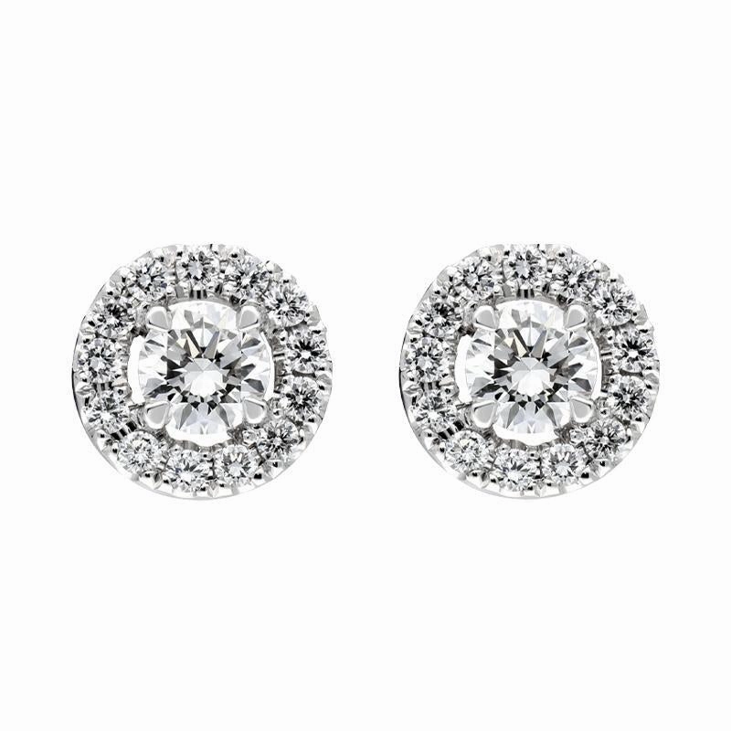 18ct White Gold 0.55ct Diamond Round Cluster Stud Earrings