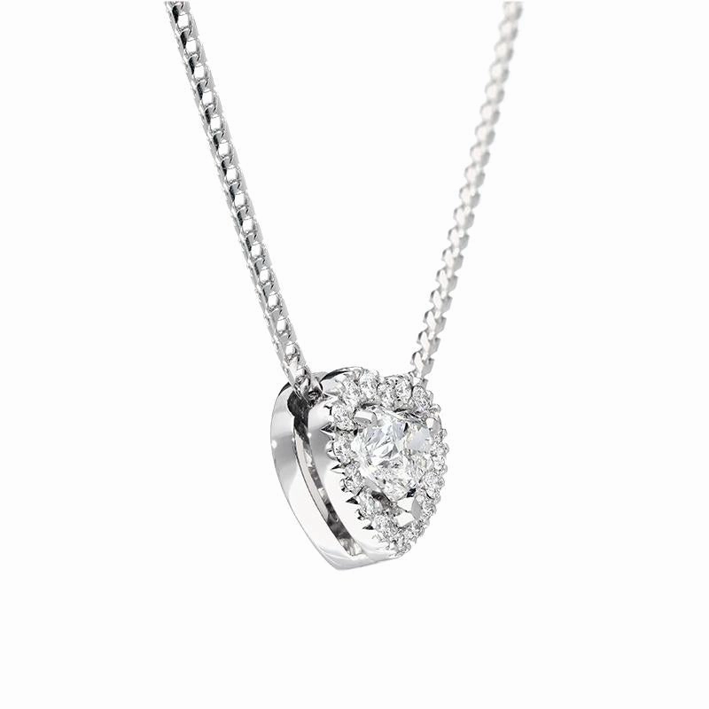 18ct White Gold 0.56ct Diamond Pave Heart Necklace