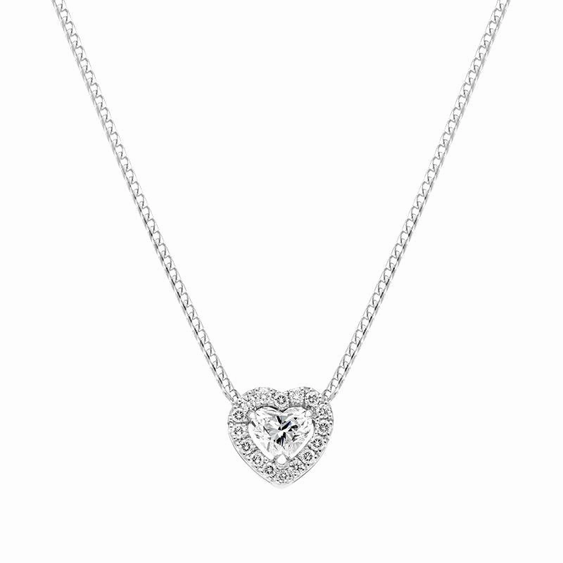 18ct White Gold 0.56ct Diamond Pave Heart Necklace