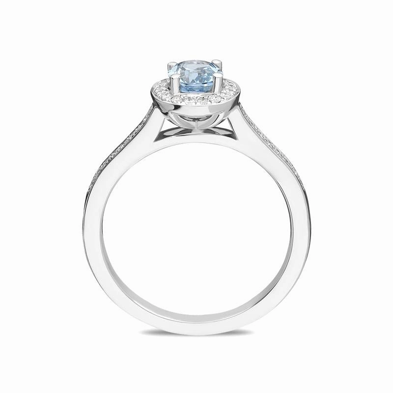 18ct White Gold 0.57ct Aquamarine Diamond Oval Ring