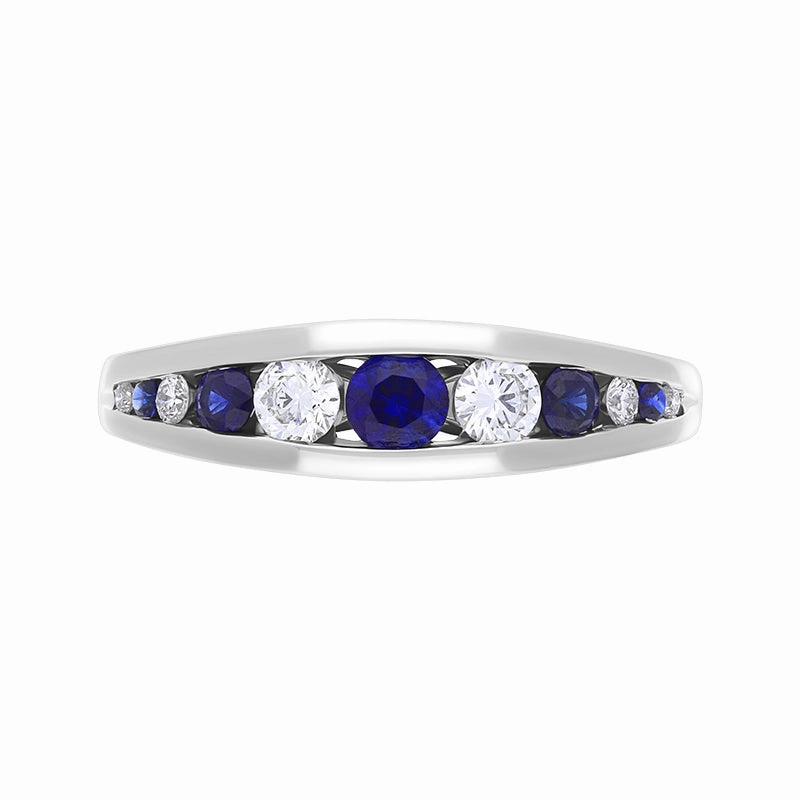 18ct White Gold 0.57ct Diamond Sapphire Graduated Eternity Ring