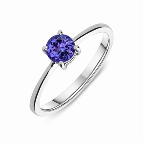 18ct White Gold 0.57ct Tanzanite Solitaire Ring D