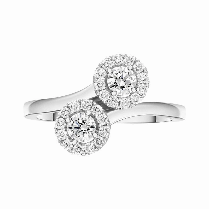 18ct White Gold 0.60ct Diamond Double Cross Over Ring