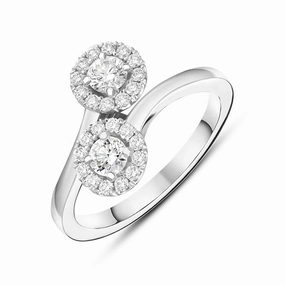 18ct White Gold 0.60ct Diamond Double Cross Over Ring