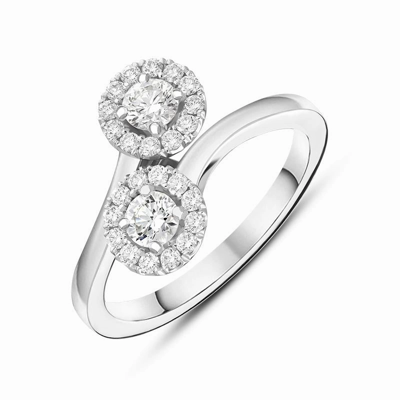 18ct White Gold 0.60ct Diamond Double Cross Over Ring