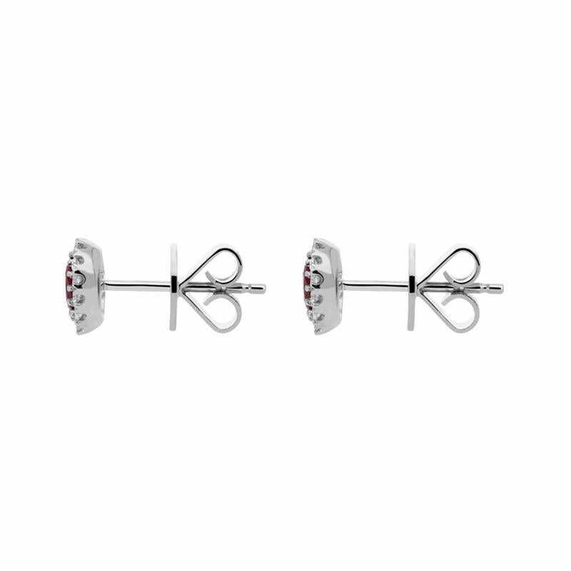 18ct White Gold 0.60ct Ruby Diamond Oval Stud Earrings D