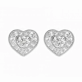 18ct White Gold 0.66ct Diamond Heart Cluster Stud Earrings