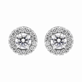 18ct White Gold 0.66ct Diamond Round Cluster Stud Earrings