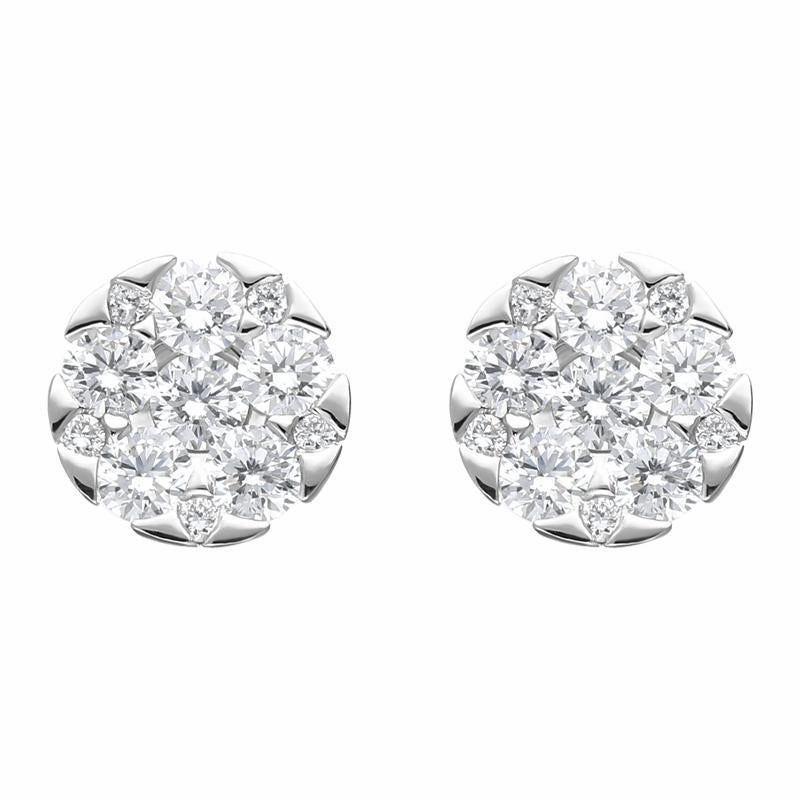 18ct White Gold 0.67ct Diamond Triangle Edge Stud Earrings