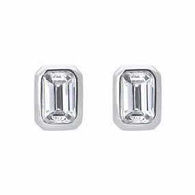 18ct White Gold 0.70ct Diamond Baguette Cut Stud Earrings