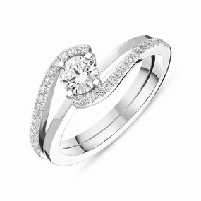 18ct White Gold 0.73ct Diamond Twist Shoulder Ring