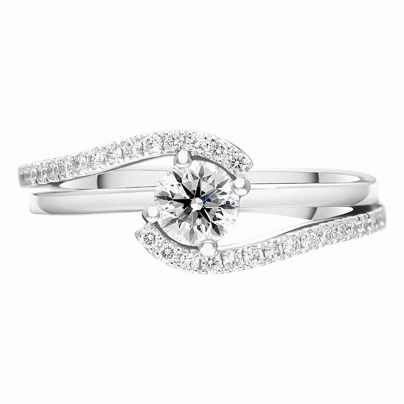 18ct White Gold 0.73ct Diamond Twist Shoulder Ring