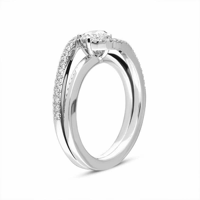 18ct White Gold 0.73ct Diamond Twist Shoulder Ring