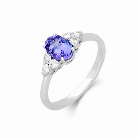 18ct White Gold 0.74ct Tanzanite Diamond Oval Ring