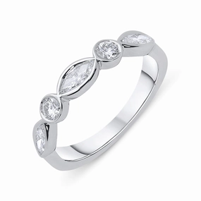 18ct White Gold 0.75ct Diamond Marquise Cut Half Eternity Ring