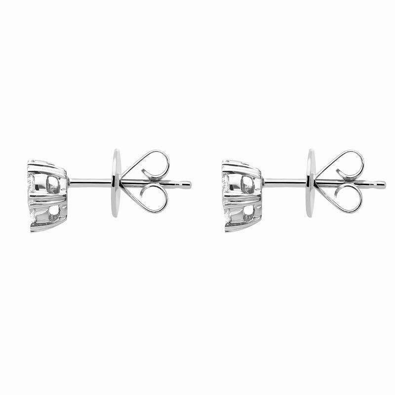 18ct White Gold 0.76ct Diamond Heart Edge Stud Earrings D