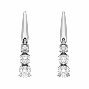 18ct White Gold 0.80ct Diamond Graduated Drop Earrings