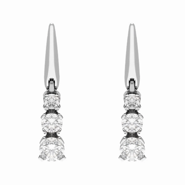18ct White Gold 0.80ct Diamond Graduated Drop Earrings