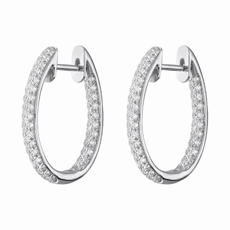 18ct White Gold 0.87ct Diamond Inside Out Hoop Earrings D