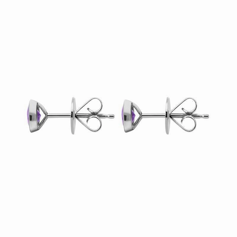 18ct White Gold 0.88ct Amethyst Round Stud Earrings