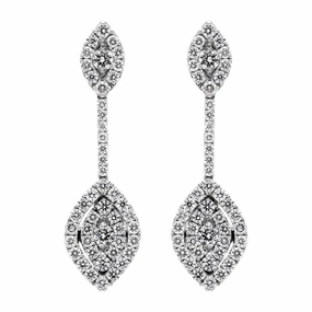 18ct White Gold 0.88ct Diamond Marquise Drop Earrings
