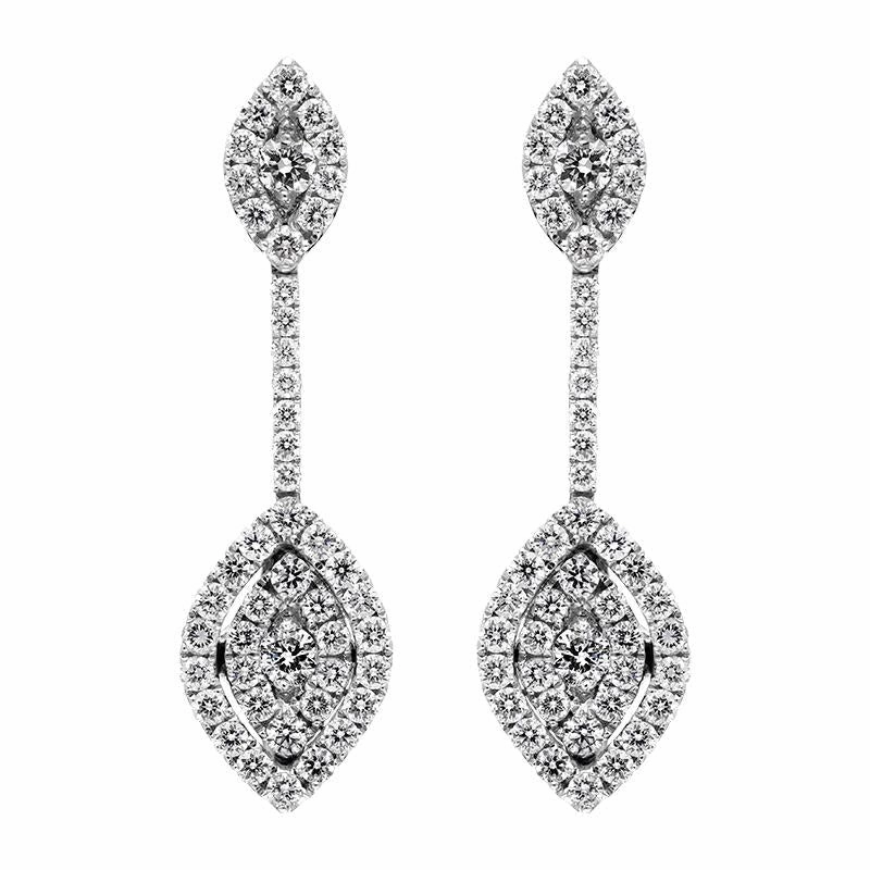 18ct White Gold 0.88ct Diamond Marquise Drop Earrings