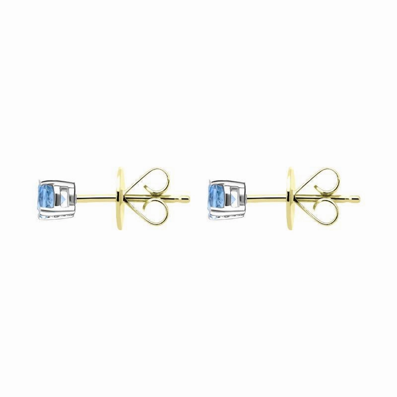 18ct White Gold 0.90ct Aquamarine Solitaire Stud Earrings