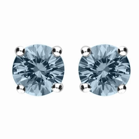 18ct White Gold 0.90ct Aquamarine Solitaire Stud Earrings