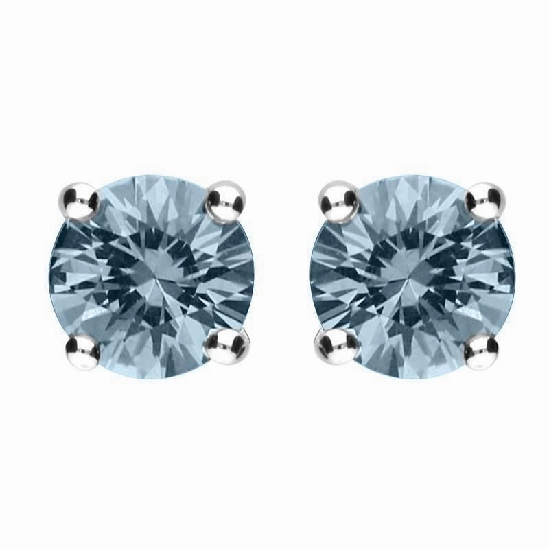 18ct White Gold 0.90ct Aquamarine Solitaire Stud Earrings