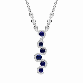 18ct White Gold 0.95ct Sapphire Diamond Cascading Necklace