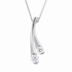 18ct White Gold 0.98ct Diamond Moving Bar Drop Necklace D