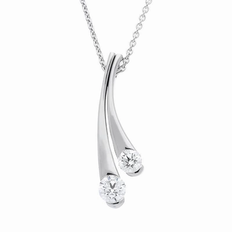 18ct White Gold 0.98ct Diamond Moving Bar Drop Necklace D