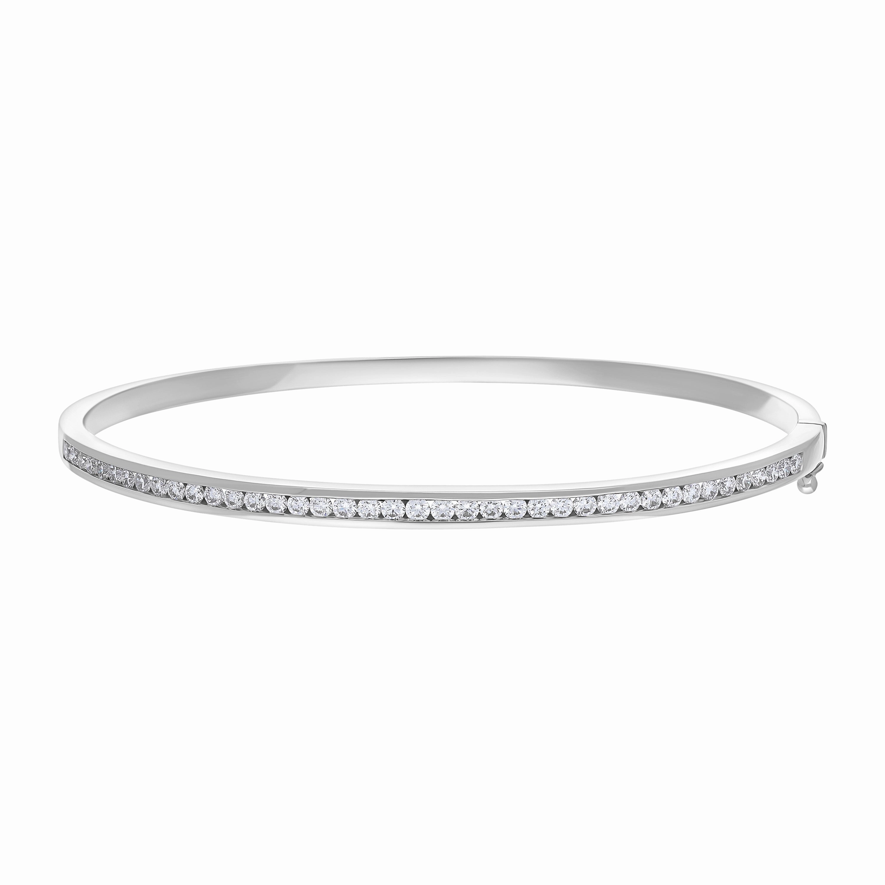18ct White Gold 1.01ct Diamond Channel Set Bangle
