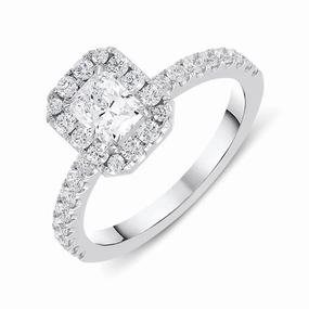 18ct White Gold 1.05ct Diamond Halo Ring