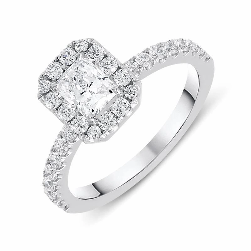 18ct White Gold 1.05ct Diamond Halo Ring