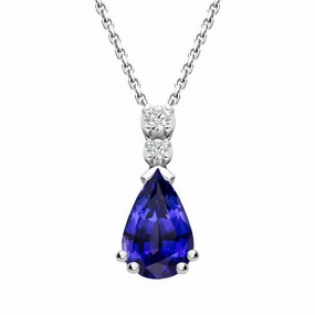 18ct White Gold 1.25ct Tanzanite Diamond Pear Cut Necklace